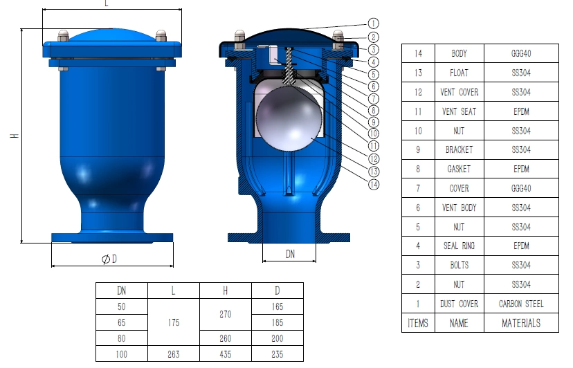 Ductile Iron Automatic Single Ball Air Valve