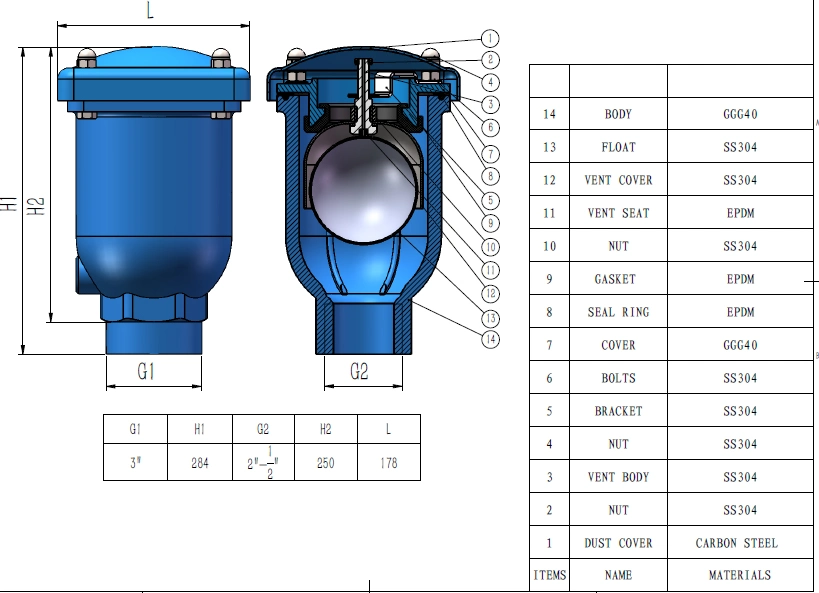 Ductile Iron Automatic Single Ball Air Valve