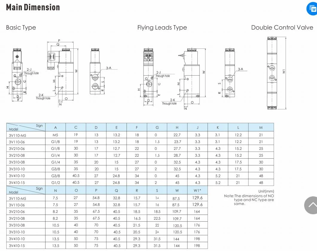 China 3V Series 3/2 Way Single Double Control Pneumatic Air Solenoid Valve